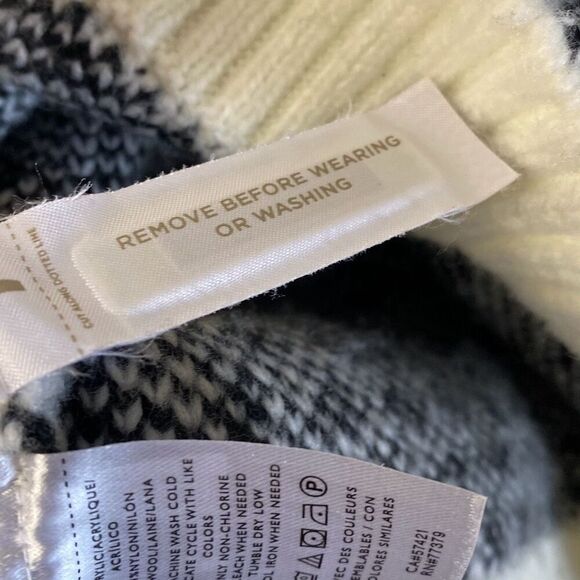 Ann Taylor Geo Stripe Tunic Sweater Size Medium Black and White Wool Blend - Picture 11 of 11